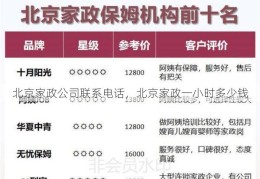 北京家政公司联系电话，北京家政一小时多少钱