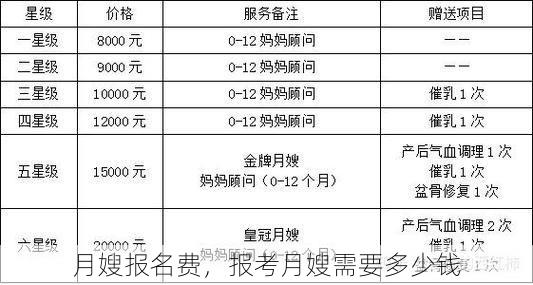 月嫂报名费，报考月嫂需要多少钱