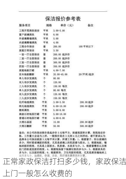 正常家政保洁打扫多少钱，家政保洁上门一般怎么收费的