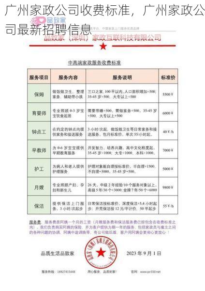 广州家政公司收费标准，广州家政公司最新招聘信息