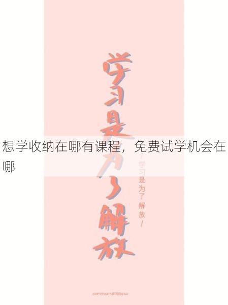 想学收纳在哪有课程，免费试学机会在哪