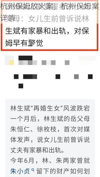 杭州保姆放火案，杭州保姆案详情