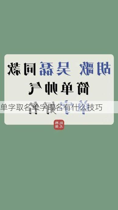 单字取名单字取名有什么技巧