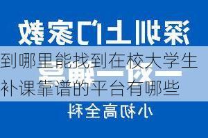 到哪里能找到在校大学生补课靠谱的平台有哪些